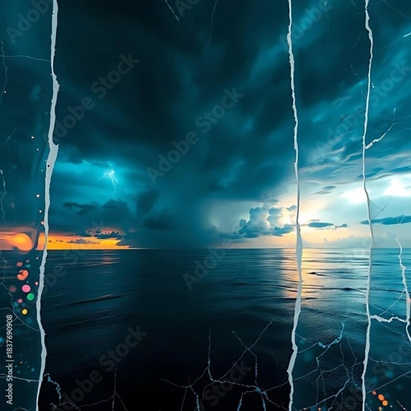 Obraz lightning over water