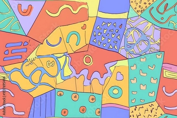 Fototapeta Abstract Colorful Pattern with Shapes and Lines - Creative Background