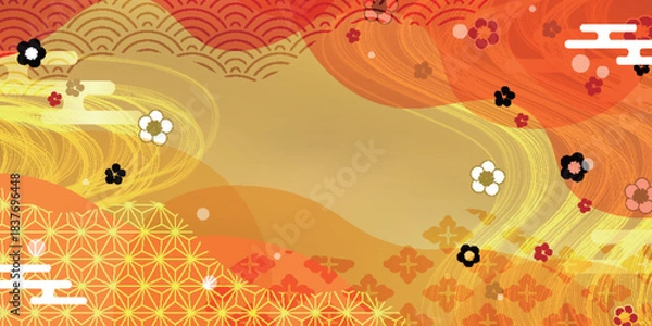 Obraz 和柄　梅　年賀状　背景	