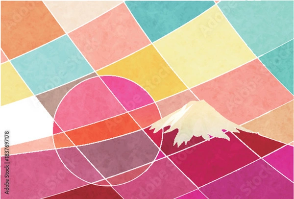 Obraz 和柄　富士山　年賀状　背景	