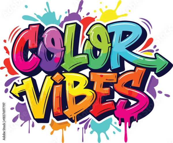 Obraz vibrant solid color color vibes graffiti text effect vector design