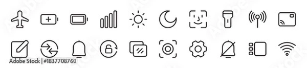 Obraz Smartphone User Interface Line Icon Set