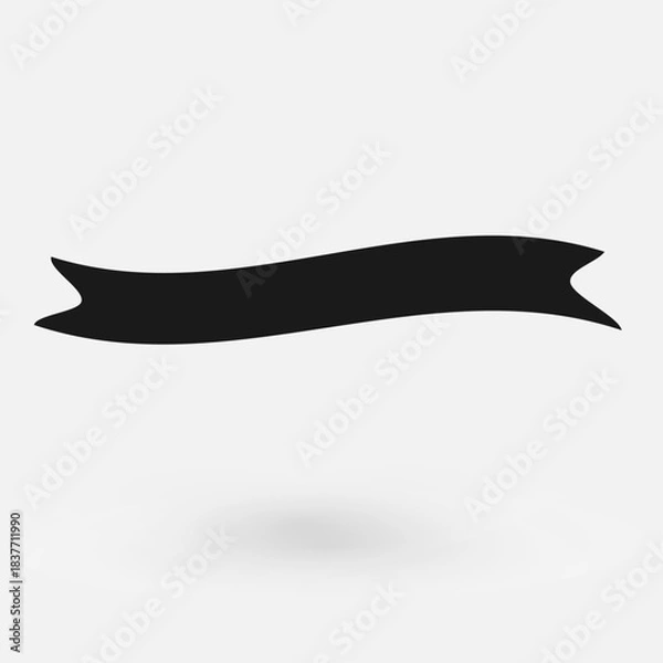 Obraz A smooth black wavy ribbon banner silhouette with pointed ends Minimal and versatile ideal for labels, logos badges packaging vintage designs crafts decals and decorative layouts Vector