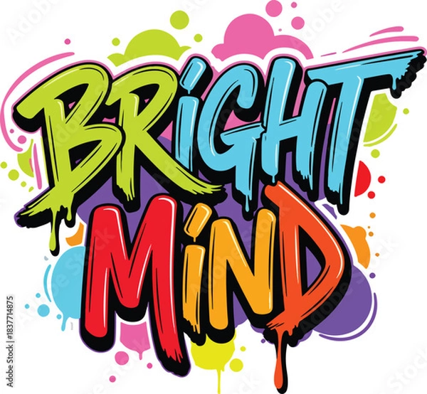Obraz vibrant solid color bright mind graffiti text effect vector design”
