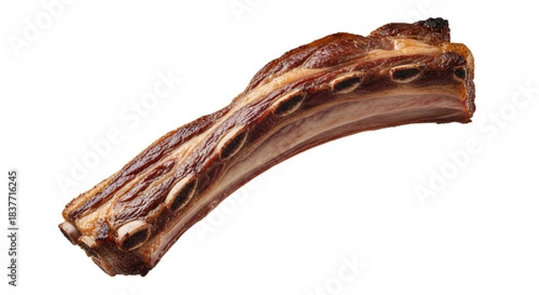 Fototapeta Deliciously prepared beef short ribs, showcasing rich color and bone structure for culinary presentation and food enjoyment