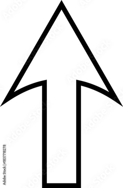 Fototapeta Upward direction arrow outline icon symbol on white background