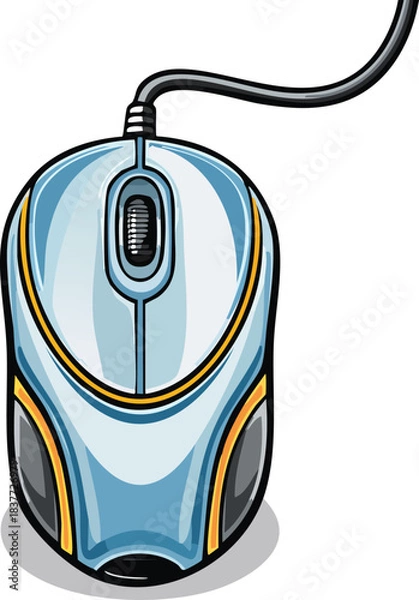 Fototapeta Stylized Wired Computer Mouse Cartoon