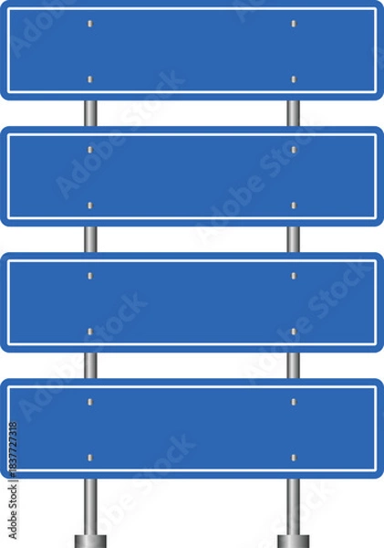 Fototapeta Signage Blueprint: A series of blank road signs offer a symbolic representation of future opportunities and a wealth of information in the context of transportation and guidance.