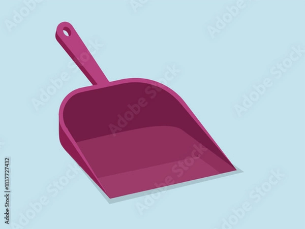 Fototapeta Crimson Dustpan: a modern, minimalist dustpan, rendered in a striking crimson hue, poised on a simple backdrop.