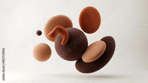 Obraz Abstract organic shapes in warm earth tones floating brown