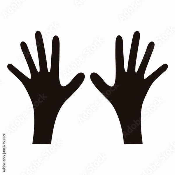 Fototapeta Two Black Hands Silhouettes with Five Fingers Each on White Background