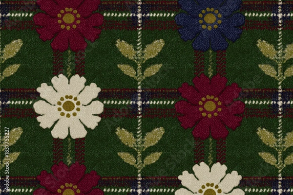 Obraz チェック柄, plaid, 格子模様, checkered, タータン, tartan, フランネル, flannel, 織物, textile, 布地, fabric, 素材, material, パターン, pattern, 背景, background, テクスチャ, texture, シームレス, seamless, コットン, cotton, ウール, wool, ヴィンテージ, vin