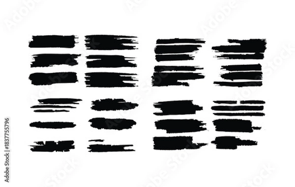 Fototapeta Abstract Black Paint Brush Stroke Collection for Modern Graphic Design, Branding, Logo Creation, Poster, Social Media Content, Artistic Texture, Grunge Effect and Creative Background