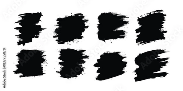Fototapeta Black Paint Brush Stroke Shapes Set for Modern Graphic Design, Branding, Logo Elements, Poster, Social Media Content, Abstract Art, Grunge Texture and Creative Background
