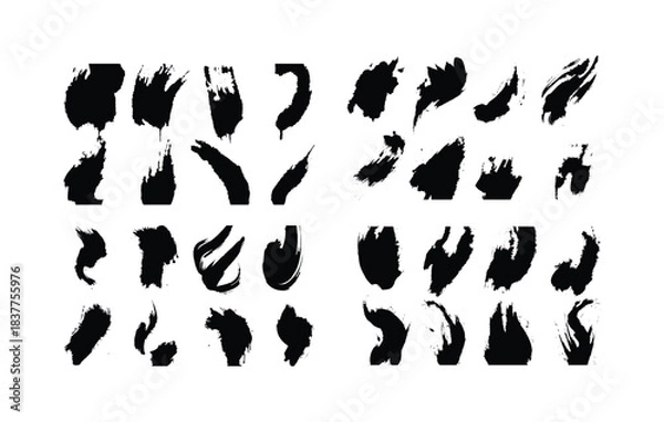 Fototapeta Abstract Black Paint Brush Stroke Collection for Modern Graphic Design, Branding, Logo Creation, Poster, Social Media Content, Artistic Texture, Grunge Effect and Creative Background