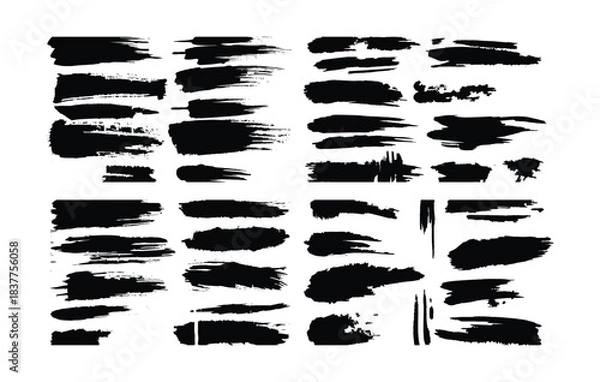 Fototapeta Abstract Black Paint Brush Stroke Collection for Modern Graphic Design, Branding, Logo Creation, Poster, Social Media Content, Artistic Texture, Grunge Effect and Creative Background