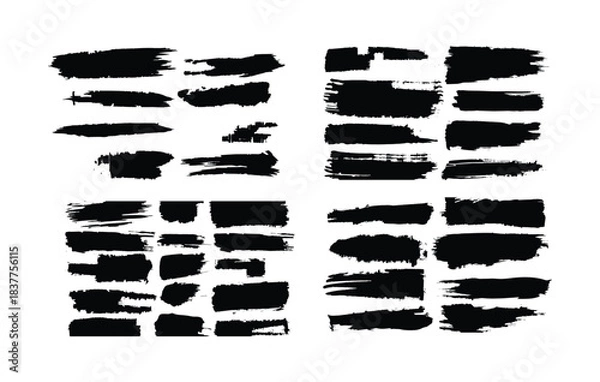 Fototapeta Abstract Black Paint Brush Stroke Collection for Modern Graphic Design, Branding, Logo Creation, Poster, Social Media Content, Artistic Texture, Grunge Effect and Creative Background