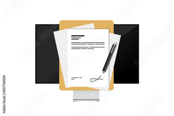 Obraz electronic signature. electronic document management. vector illustration