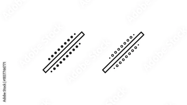 Fototapeta Two parallel lines with dots, representing data transfer or connection