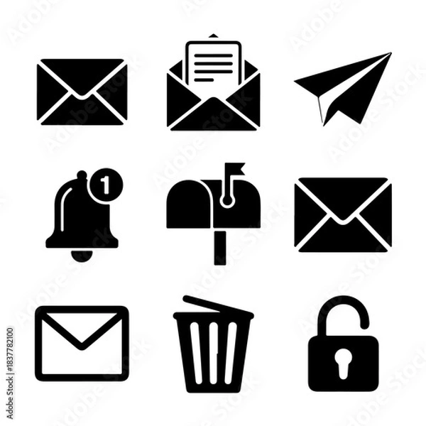 Fototapeta Email Icon Set. Vector Design Pack Isolated on White Background. Grunge Stamp Vector Illustration.