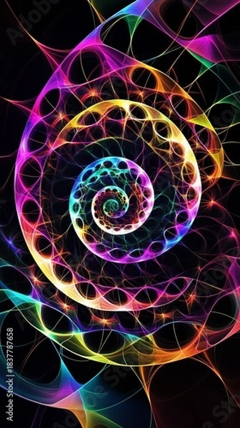 Fototapeta Abstract floral design with vibrant colors and intricate shapes, showcasing a mesmerizing blend of purple and pink hues in a digital illustration