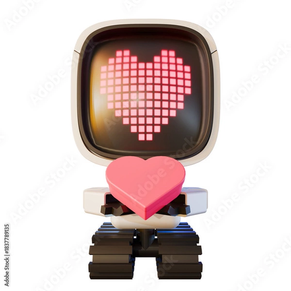 Fototapeta Valentine Cube Robot Front View