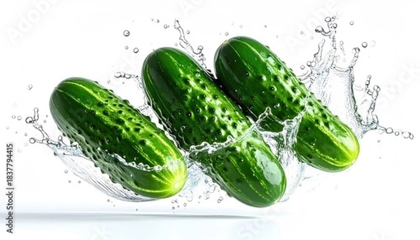 Obraz Three cucumbers in water splash