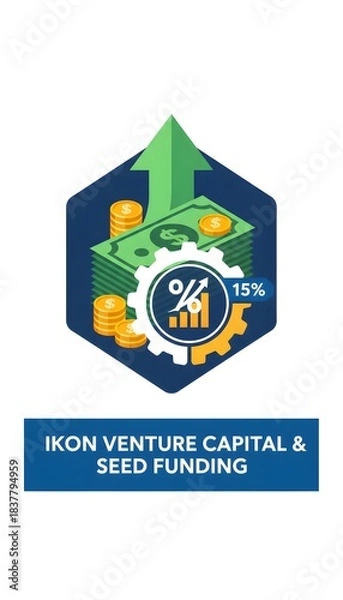 Fototapeta Illustrative representation of strategic venture capital and seed funding pathways for robust business growth and lucrative investment returns, showcasing financial development opportunities