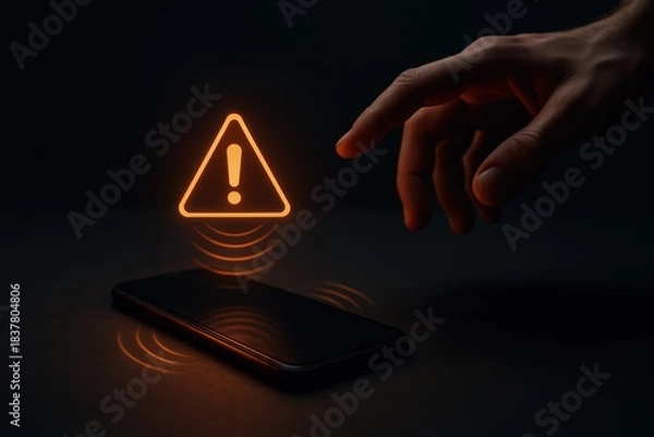 Obraz Smartphone Displaying Warning Notification and Alert Symbol
