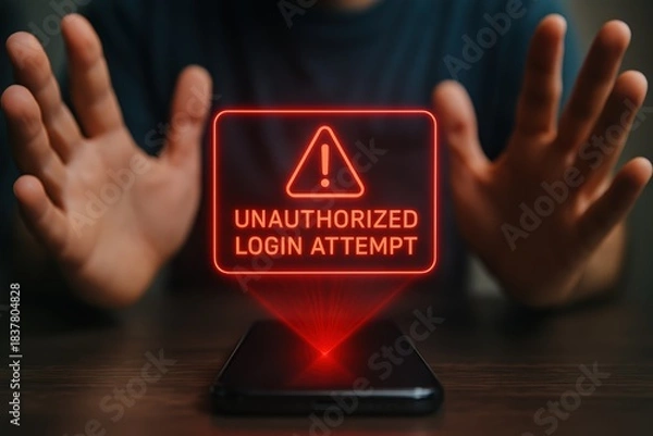 Obraz Unauthorized Login Attempt Warning on Smartphone Screen