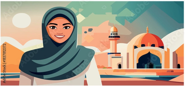 Obraz vector muslim woman for background