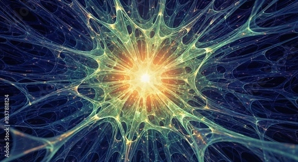 Fototapeta Abstract representation of neural connections and glowing energy  
