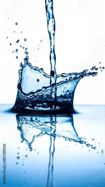 Obraz Water splashes blue liquid upward