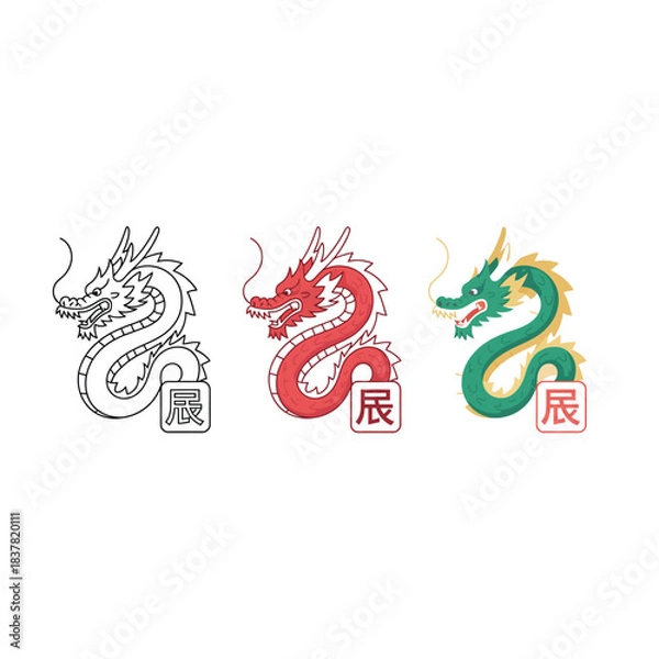 Obraz 🐉 Asian Traditional Art and Mythical Creatures Collection