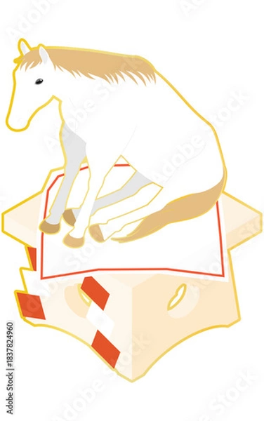 Obraz 鏡餅風の馬のシンプルなアイソメトリックイラスト