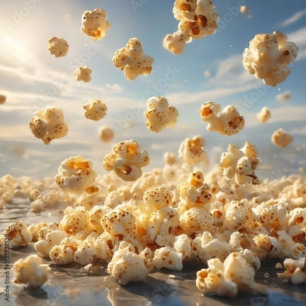Fototapeta popcorn falling from the sky