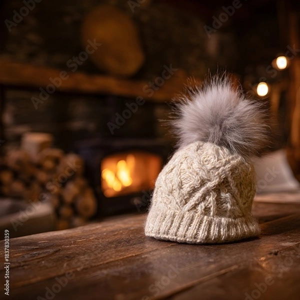 Obraz Gorro de Invierno junto a la Chimenea