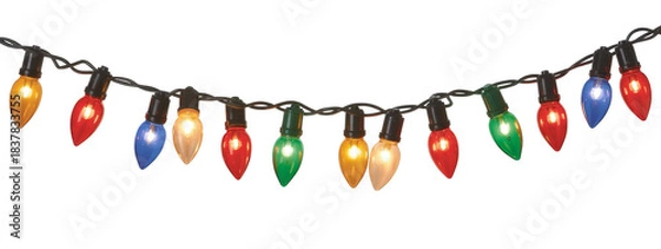 Obraz Colorful Christmas Lights String Isolated on Background