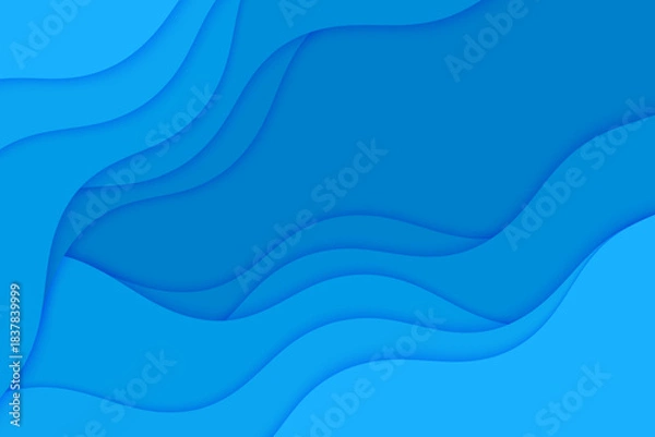 Fototapeta Abstract vector background with blue waves water. Ocean waves illustration.