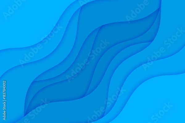 Fototapeta Abstract vector background with blue waves water. Ocean waves illustration.