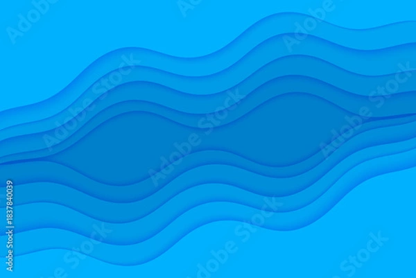 Fototapeta Abstract vector background with blue waves water. Ocean waves illustration.