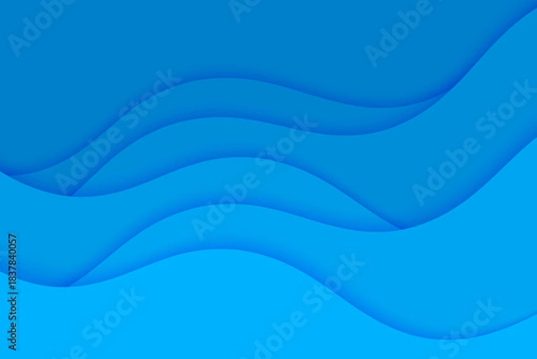 Fototapeta Abstract vector background with blue waves water. Ocean waves illustration.
