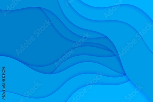 Fototapeta Abstract vector background with blue waves water. Ocean waves illustration.