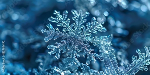 Fototapeta A closeup shot of a beautiful and intricate symmetrical snowflake design