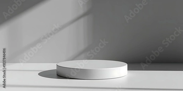 Fototapeta Elegant presentation of product with minimalist podium against neutral gray backdrop