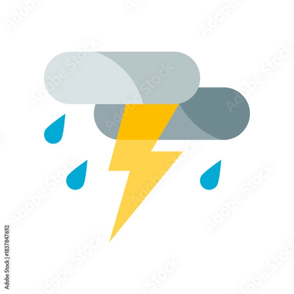 Obraz Cloud rain thuderstorm icon flat vector design