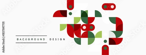 Obraz Abstract geometric shapes, red, green, black. Minimalist design over light background. Modern vector illustration. Simple composition.