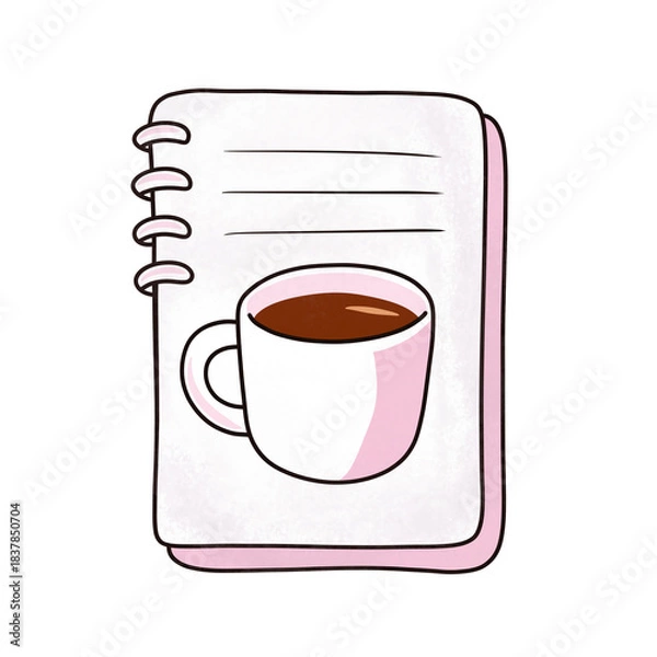 Obraz A Warm Coffee Cup on Notebook Page