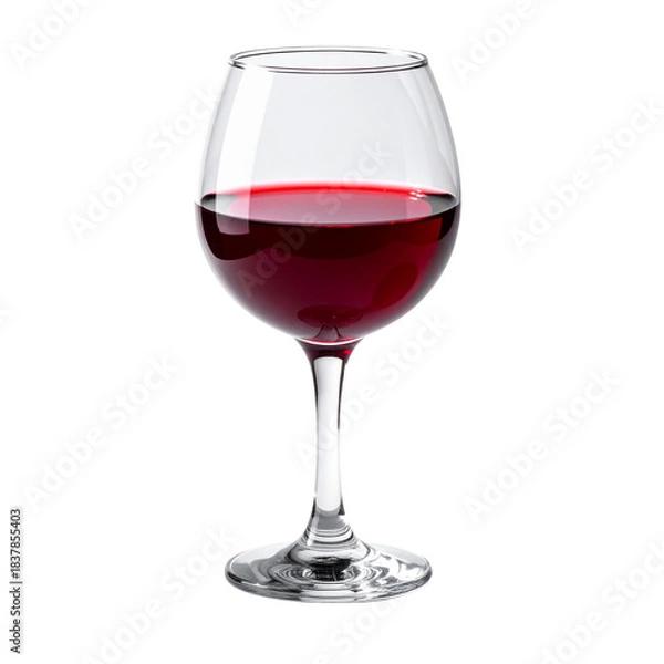 Fototapeta Red wine in a glass with grapes, fruits and leaves on a white background