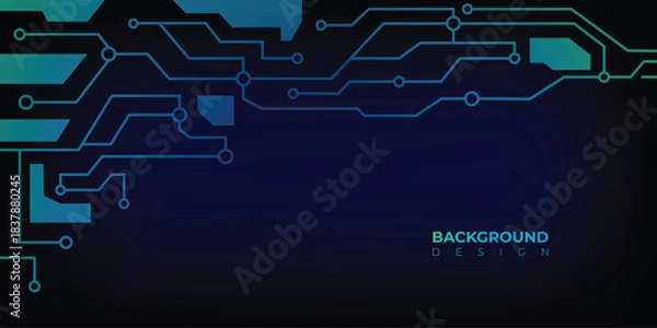 Fototapeta Circuit Corner Dark Blue Background